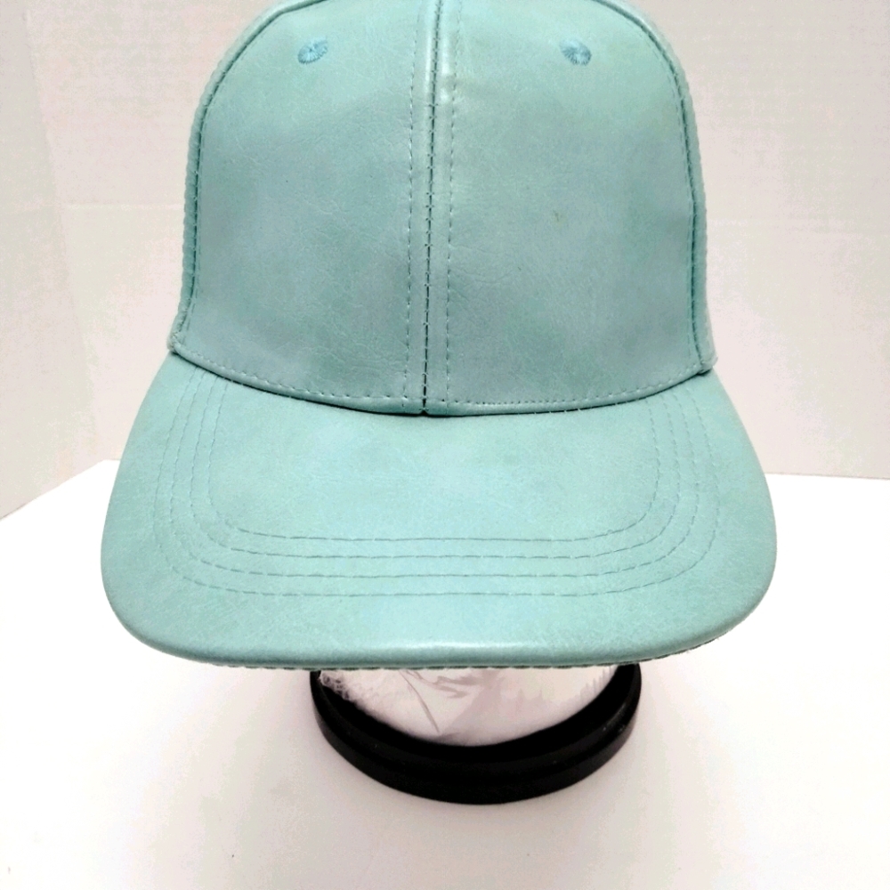 Blue/Teal Low-profile PU Leather Baseball Cap